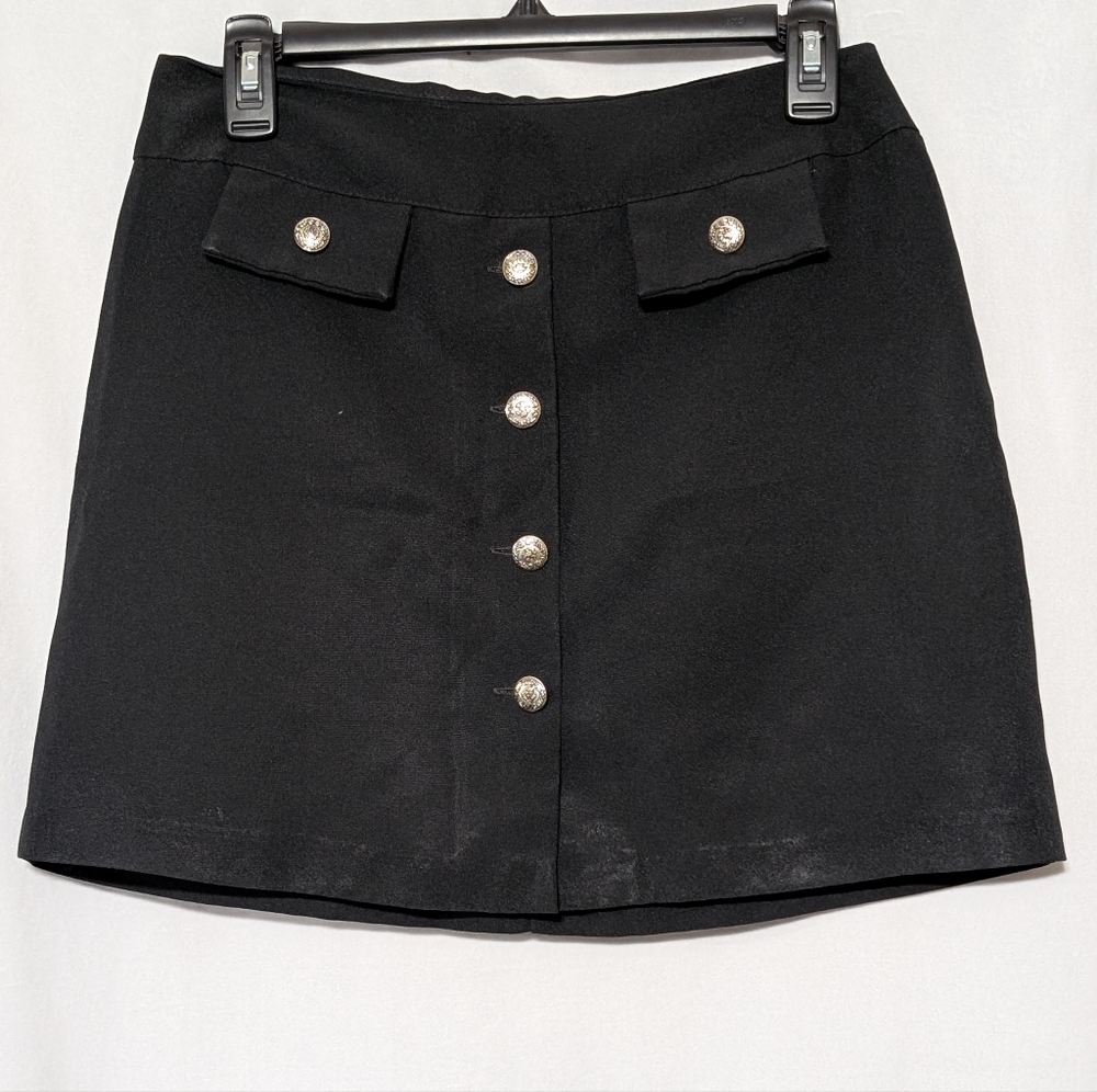 *Seamstress Project* Elegant Black Skirt with Gold Colored Button Details